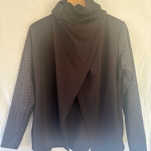 Pebble Beach | Dry Luxe Cowl Neck Wrap Activewear Jacket Cheetah Print  | Size M